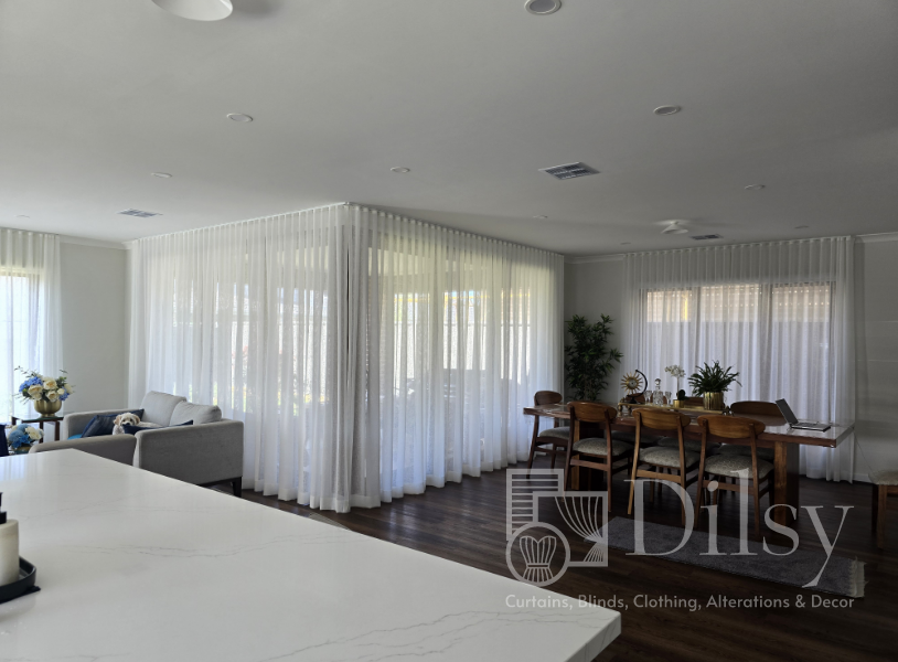 Sheer curtains in dining room