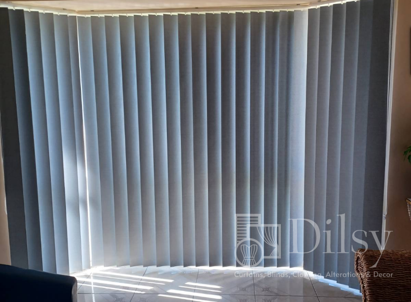 Vertical blinds in living room
